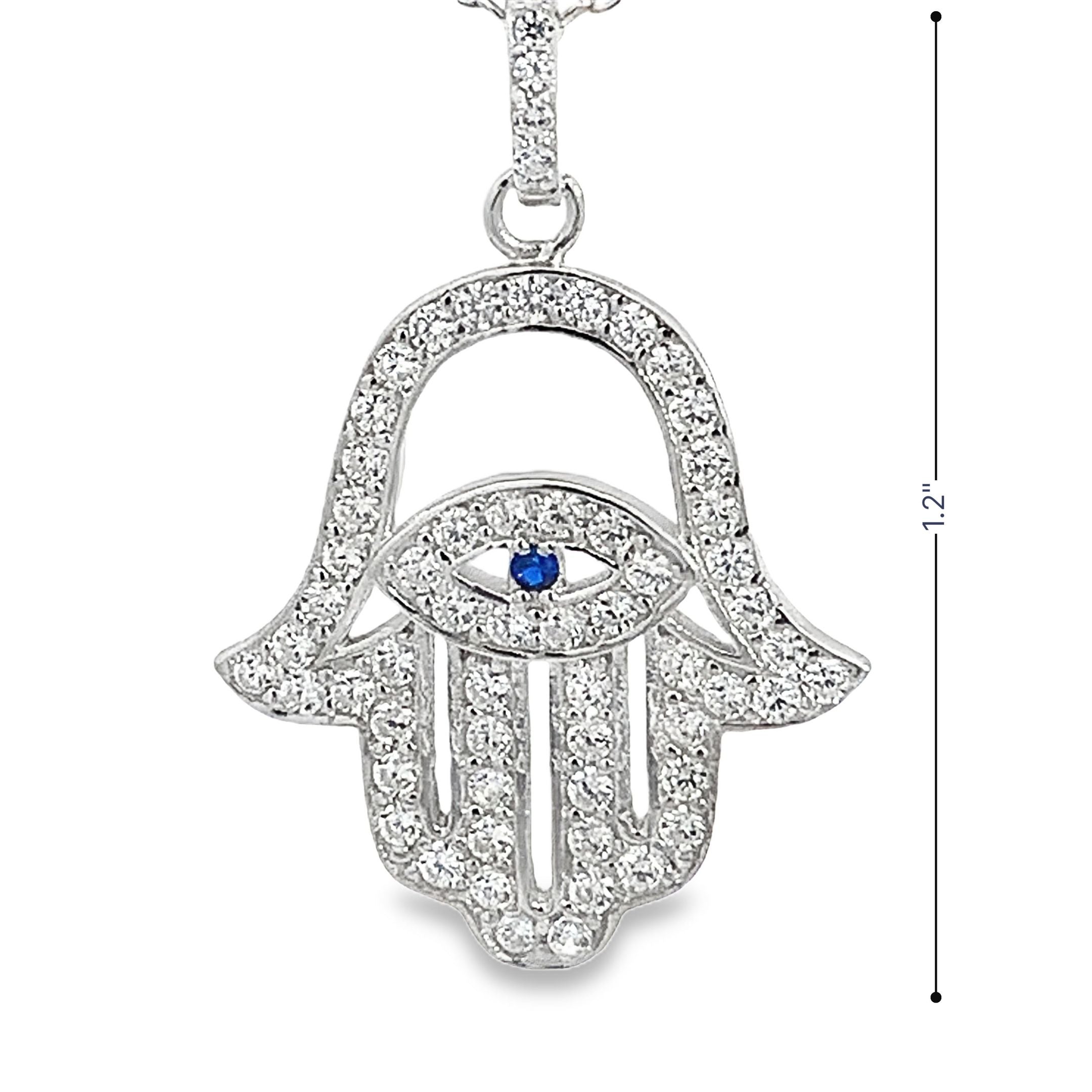 My Daily Styles 925 Sterling Silver Hamsa CZ Pendant Necklace