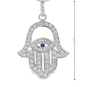 My Daily Styles 925 Sterling Silver Hamsa CZ Pendant Necklace