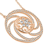 925 Sterling Silver Round Circle Clear CZ Large Statement Pendant Necklace