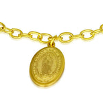 Stainless Steel Yellow Gold-Tone Religious Mother Mary Adjustable Chain Bracelet