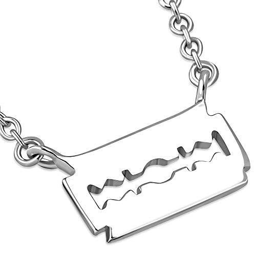 925 Sterling Silver Yellow Gold-Tone Small Sideways Razor Blade Pendant Necklace