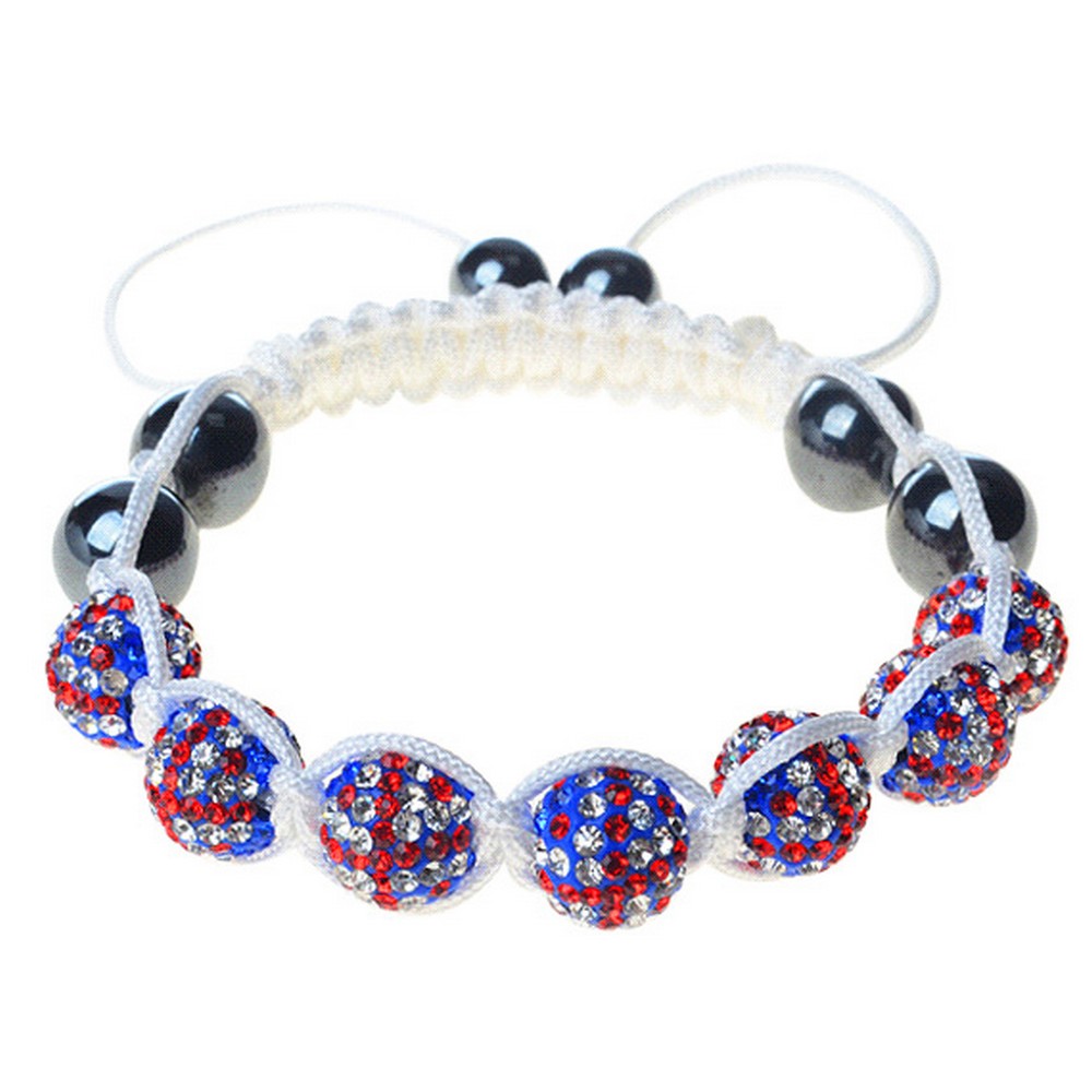 Britain Flag British English White Cord Macrame Beaded Adjustable Bracelet