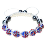 Britain Flag British English White Cord Macrame Beaded Adjustable Bracelet