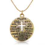 Fashion Alloy Yellow Gold-Tone Latin Cross White CZ Religious Pendant Necklace