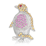 Fashion Alloy Penguin Silver-Tone Multicolor CZ Brooch