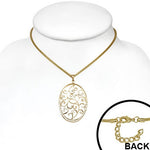 Fashion Alloy Yellow Gold-Tone White CZ Large Oval Womens Pendant Necklace
