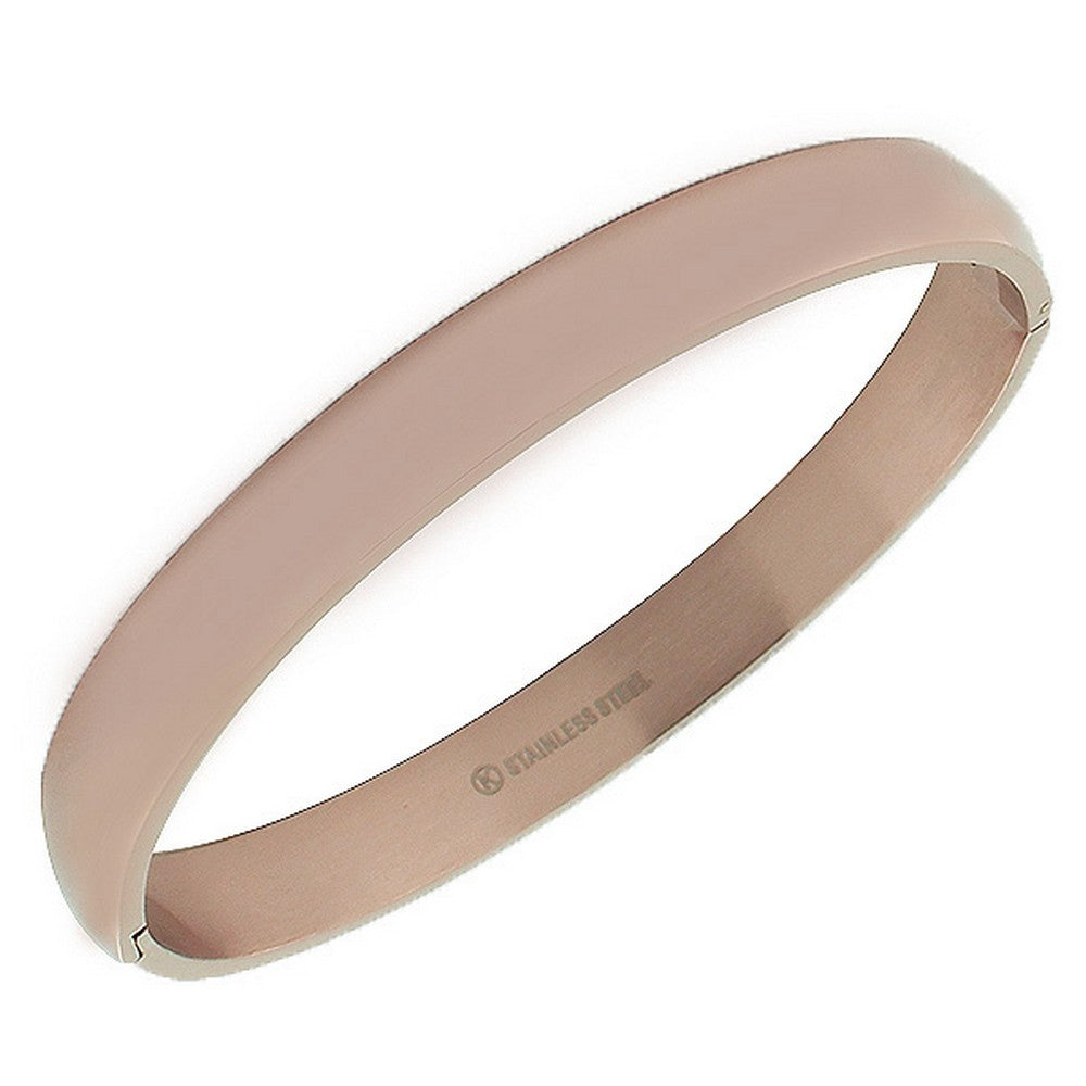 Stainless Steel Rose Gold-Tone Highly Polished Bangle Bracelet