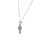 925 Sterling Silver 3D White Blue Enamel Two Dolphins Couple Charm Pendant Necklace