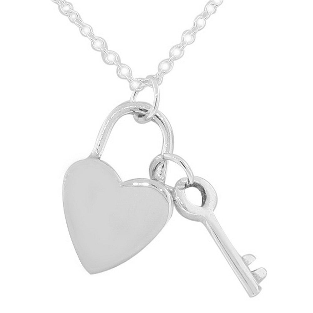 Padlock Key Love Sterling Silver Pendant