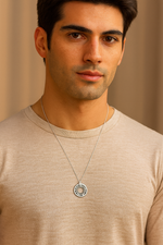 My Daily Styles 925 Sterling Silver Shema Yisrael Pendant for Men – Hebrew Prayer Circle Necklace with 24” Box Link Chain, Jewish Prayer Jewelry, Solid 925 Silver