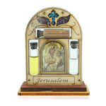 Christian Cross Icon Decor - Blessing for Home with Simulated Gemstones - Holy Water Oil and Soil Included