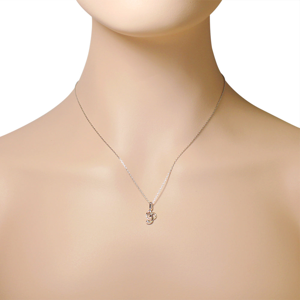 925 Sterling Silver Womens Girls Music Musical Clef CrystalCZ Pendant Necklace