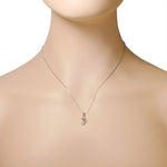 925 Sterling Silver Womens Girls Music Musical Clef CrystalCZ Pendant Necklace