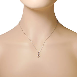 925 Sterling Silver Womens Girls Music Musical Clef CrystalCZ Pendant Necklace