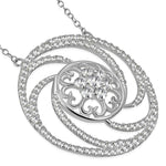 925 Sterling Silver Round Circle Clear CZ Large Statement Pendant Necklace