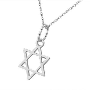 925 Sterling Silver Polished Classic Small Jewish Star of David Unisex Pendant Necklace