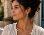 925 Sterling Silver Hoshen Multicolor CZ Dangle Earrings for Women