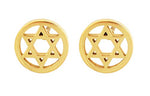 Womens Girls Yellow-Tone Stainless Steel Star of David Stud Earrings