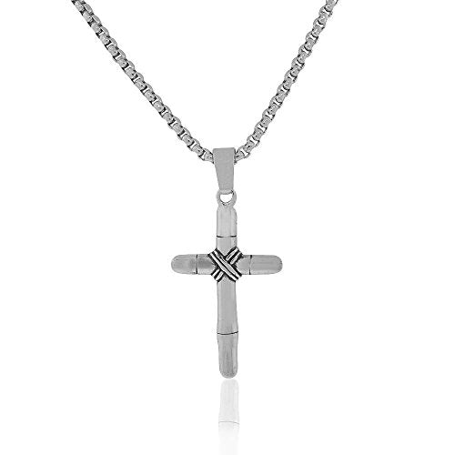 Stainless Steel Yellow Gold-Tone Large Statement Mens Cross Pendant Necklace