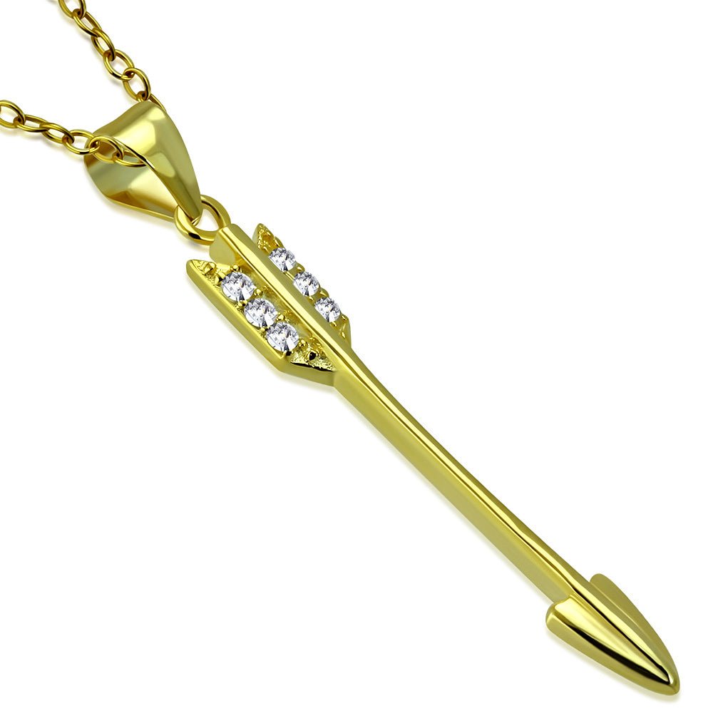 925 Sterling Silver Vertical Dangling Arrow Pendant Necklace, 18"