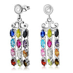 925 Sterling Silver Hoshen Multicolor CZ Dangle Earrings for Women