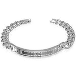 Stainless Steel Silver-Tone Mens Religious Cross Link Chain Bracelet