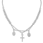 925 Sterling Silver Religious Latin Cross Virgin Mary Christian Necklace Chain