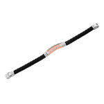 Stainless Steel Black Rubber Silicone Rose Gold-Tone Silver-Tone Men's Bracelet