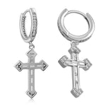 My Daily Styles Womens Girls 925 Sterling Silver Hoop Huggie Earrings with Dangling Cross Sparkling Cubic Zirconia