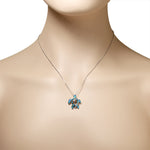 925 Sterling Silver Womens Blue Turquoise-Tone Turtle Marine Simulated Opal Pendant Necklace
