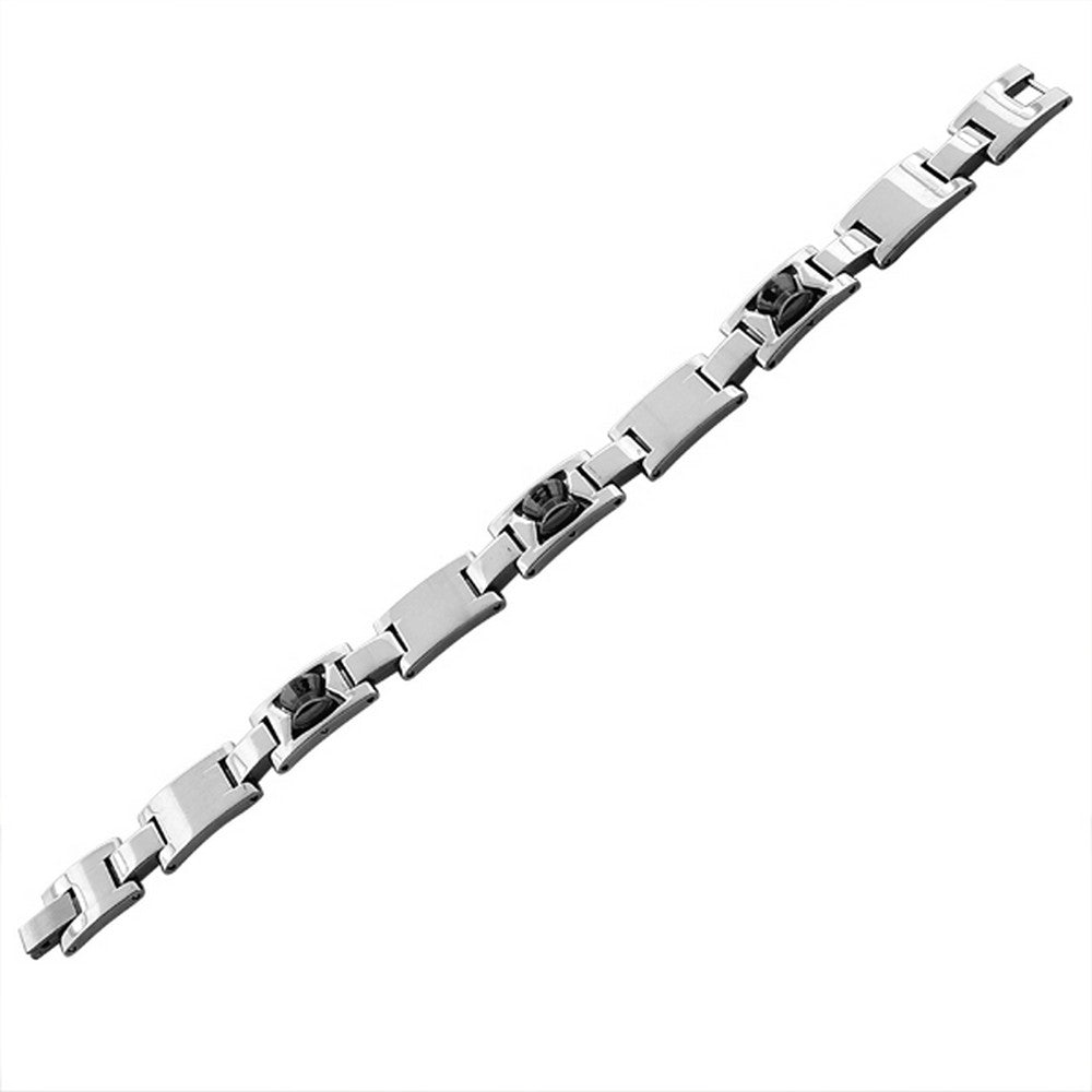 Stainless Steel Silver-Tone Link Chain Mens Bracelet