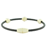 Fashion Alloy Black Yellow Gold-Tone Blue CZ Evil Eye Bracelet