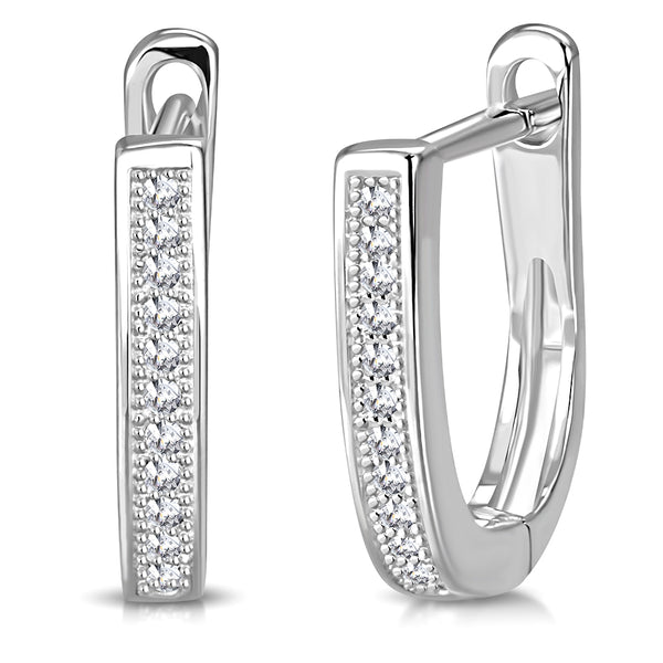 925 Sterling Silver Gold-Tone CZ Hoop Huggie Earrings