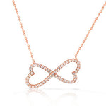 925 Sterling Silver White CZ Love Heart Infinity Necklace