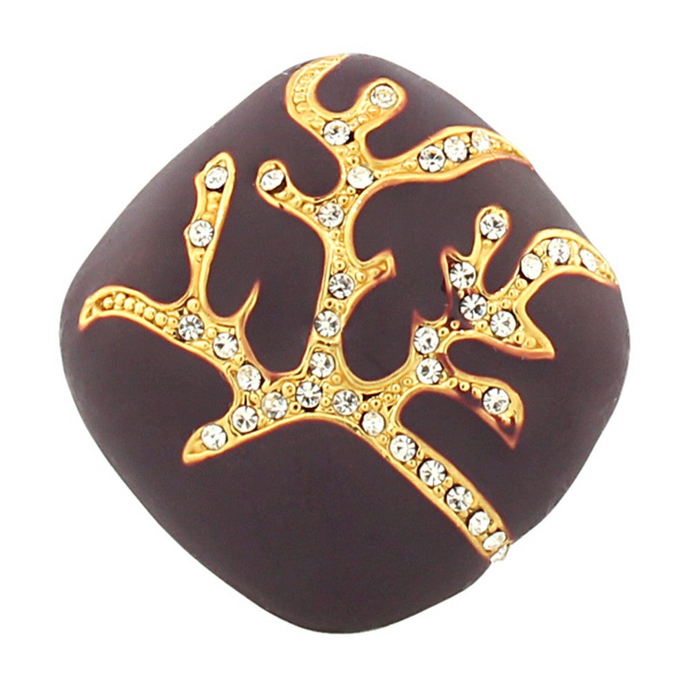 My Daily Styles Fashion Alloy Yellow Gold-Tone Purple White Clear CZ Statement Cocktail Ring