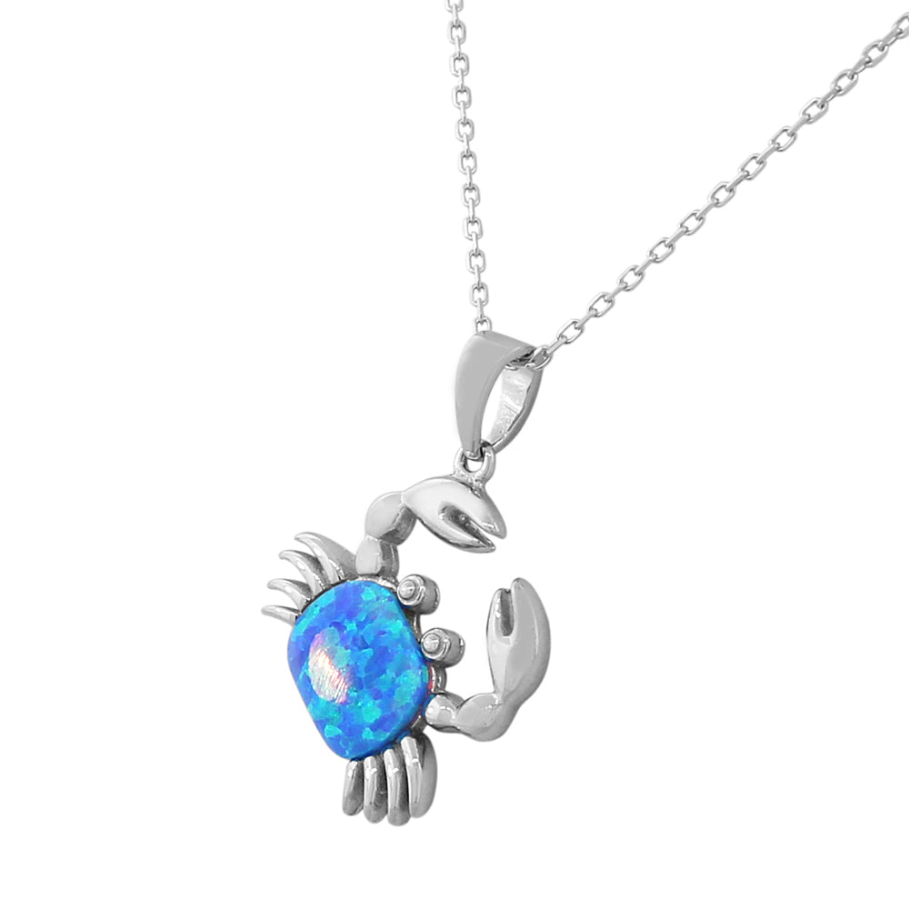 Opal Crab Necklace Pendant Sterling Silver