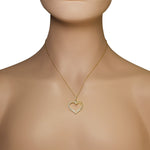 925 Sterling Silver White Clear CZ Yellow Gold-Tone Love Heart Pendant Necklace