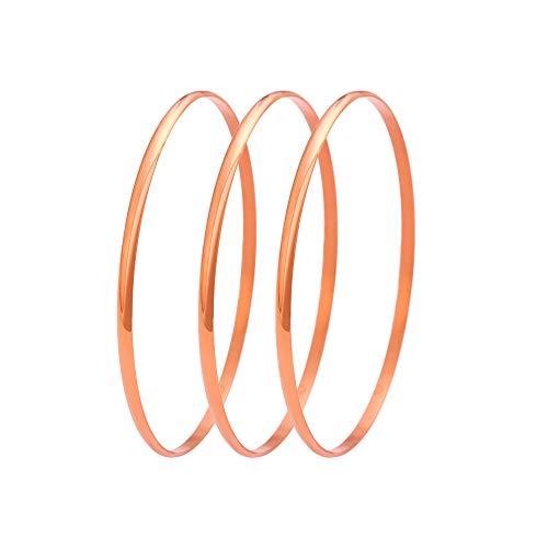 Stainless Steel Yellow Gold-Tone Three Stack-able Womens Bangle Bracelets