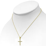 925 Sterling Silver Clear CZ Religious Cross Pendant Necklace, 18"