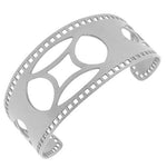 Stainless Steel Silver-Tone Cut Out Design Open End Cuff Bangle