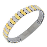 Stainless Steel Two-Tone Name Tag Stretch Bracelet