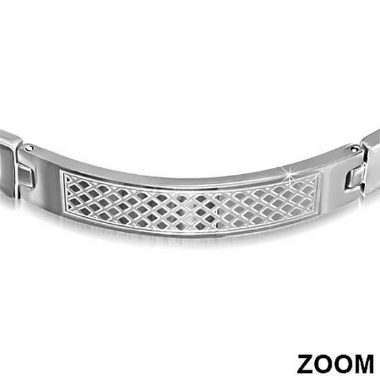 Stainless Steel Silver-Tone Classic Mens Link Chain Bracelet