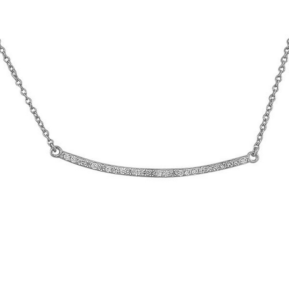 925 Sterling Silver Arch White CZ Womens Pendant Necklace