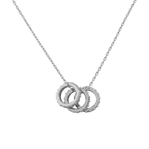 925 Sterling Silver Yellow Gold-Tone CZ Womens Triple Circle Pendant Necklace