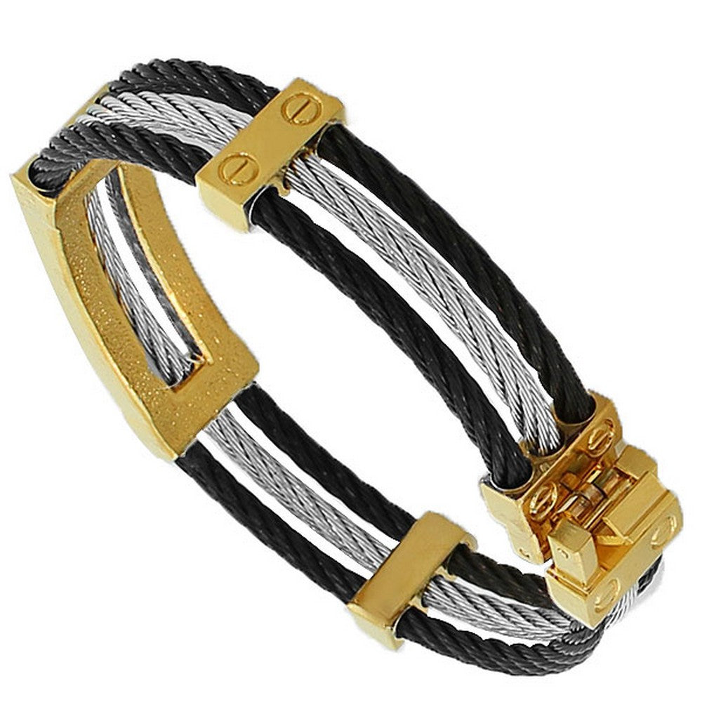 Stainless Steel Black Two-Tone Men's Bracelet