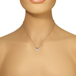 925 Sterling Silver White Blue CZ Hamsa Good Luck Pendant Necklace