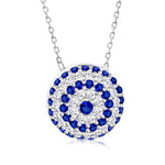 925 Sterling Silver Evil Eye Pendant Necklace Cubic Zirconia