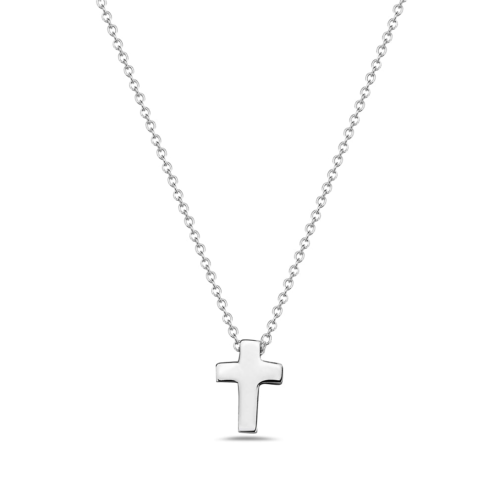 Sterling Silver Womens Girls Small Cross Pendant Necklace