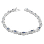 925 Sterling Silver Marquise White Sapphire Blue Multicolor CZ Classic Tennis Bracelet