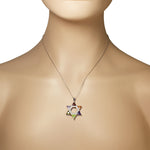 925 Sterling Silver Jewish Star of David White Multicolor CZ Large Statement Pendant Necklace
